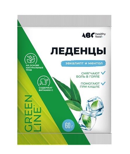 ABC HEALTHY FOOD ЛЕДЕНЦЫ НА ОСНОВЕ ТРАВ С ВИТ С ЛЕДЕНЦЫ [МЕНТОЛ-ЭВКАЛИПТ]  60 Г №1
