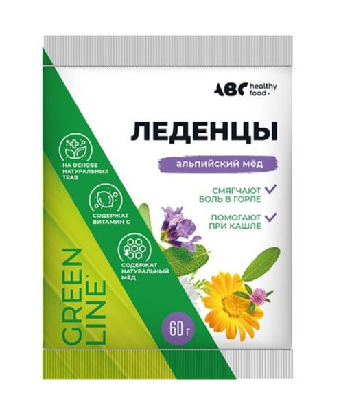 ABC HEALTHY FOOD ЛЕДЕНЦЫ НА ОСНОВЕ ТРАВ С ВИТ С ЛЕДЕНЦЫ [МЕД]  60 Г №1