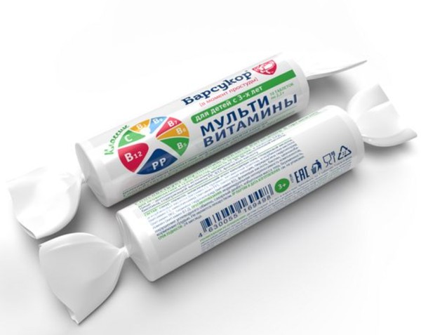 БАРСУКОР МУЛЬТИВИТАМИНЫ ТАБЛЕТКИ ЖЕВАТЕЛЬНЫЕ  2,2 Г №10