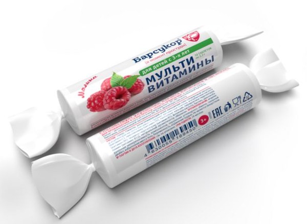 БАРСУКОР МУЛЬТИВИТАМИНЫ ТАБЛЕТКИ ЖЕВАТЕЛЬНЫЕ [МАЛИНА]  2,2 Г №10