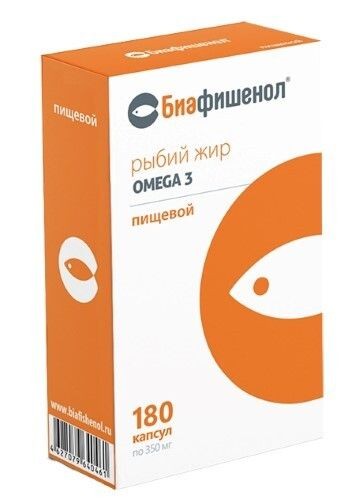 БИАФИШЕНОЛ РЫБИЙ ЖИР ПИЩЕВОЙ КАПСУЛЫ 350 МГ   №180