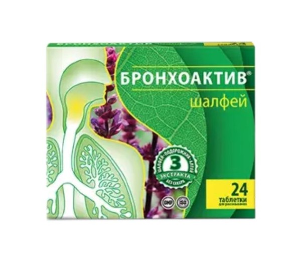 ВИТАМИР БРОНХОАКТИВ ШАЛФЕЙ ТАБЛЕТКИ ДЛЯ РАССАСЫВАНИЯ  0,96 Г №24