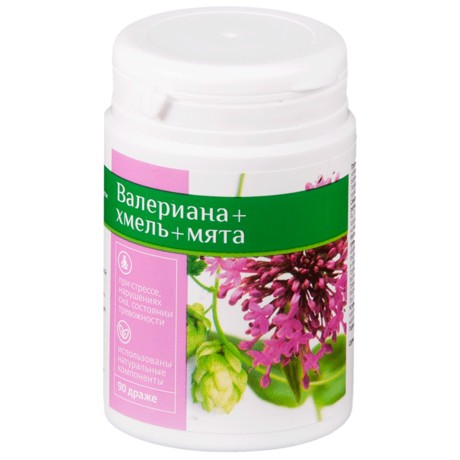 ВЕЧЕРНЕЕ БИОКОР (ВАЛЕРИАНА+ХМЕЛЬ+МЯТА) ДРАЖЕ  0,18 Г №90