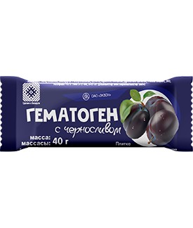 ГЕМАТОГЕН С ЧЕРНОСЛИВОМ ПЛИТКА  40 Г №1