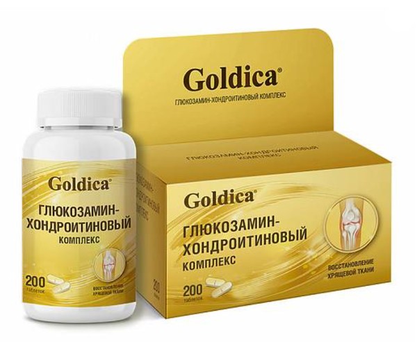 GOLDICA ГЛЮКОЗАМИН-ХОНДРОИТИНОВЫЙ КОМПЛЕКС ТАБЛЕТКИ    №200