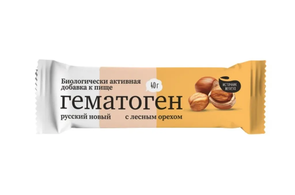 ДОКТОР СТОЛЕТОВ ГЕМАТОГЕН С ЛЕСНЫМИ ОРЕХАМИ ПЛИТКА  40 Г №1