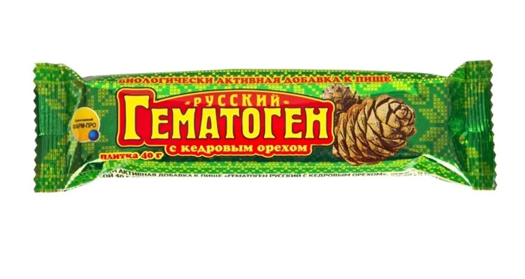 ДОКТОР СТОЛЕТОВ ГЕМАТОГЕН С КЕДРОВЫМ ОРЕХОМ ПЛИТКА  40 Г №1