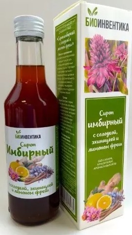 БИОИНВЕНТИКА СИРОП ИМБИРНЫЙ С СОЛОДКОЙ И ЛИМОНОМ ФРЕШ СИРОП  250 МЛ №1