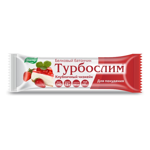ЭВАЛАР ТУРБОСЛИМ БЕЛКОВЫЙ КЛУБНИЧНЫЙ ЧИЗКЕЙК БАТОНЧИК  50 Г №1