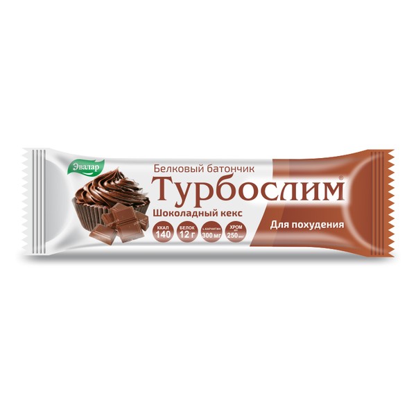 ЭВАЛАР ТУРБОСЛИМ БЕЛКОВЫЙ ШОКОЛАДНЫЙ КЕКС БАТОНЧИК  50 Г №1