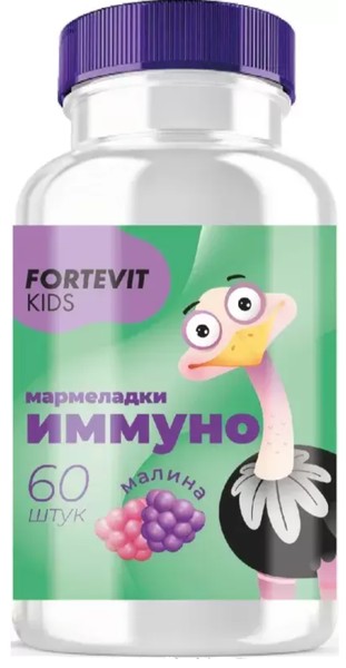 FORTEVIT/ФОРТЕВИТ КИДС ИММУНО ПАСТИЛКИ ЖЕВАТЕЛЬНЫЕ [МАЛИНА]  3 Г №60