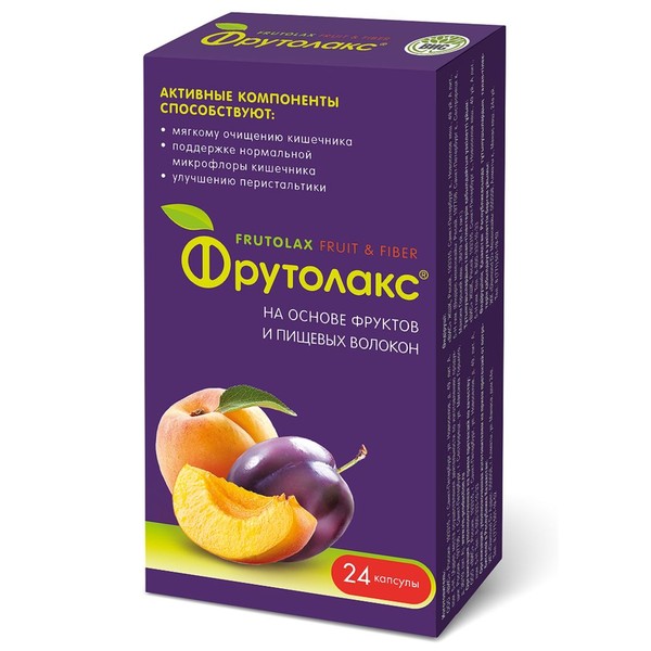 ФРУТОЛАКС НА ОСНОВЕ ФРУКТОВ И ПИЩЕВЫХ ВОЛОКОН (FRUTOLAX FRUIT&FIBER) КАПСУЛЫ  0,35 Г №24