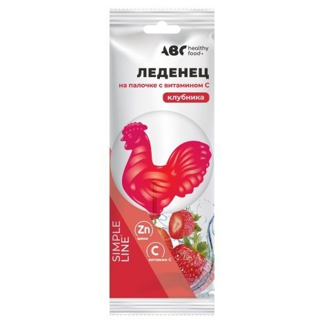 ABC HEALTHY FOOD ПЕТУШОК С ЦИНКОМ/ВИТ С С 3-Х ЛЕТ ЛЕДЕНЦЫ [КЛУБНИКА]  17 Г №1