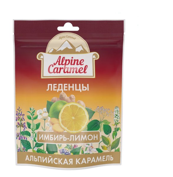 ALPINE CARAMEL/АЛЬПИЙСКАЯ КАРАМЕЛЬ ЛЕДЕНЦЫ ИМБИРЬ-ЛИМОН ЛЕДЕНЦЫ  75 Г №1