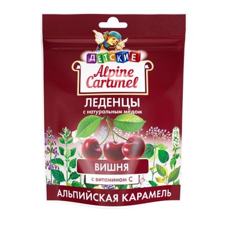 ALPINE CARAMEL/АЛЬПИЙСКАЯ КАРАМЕЛЬ ЛЕДЕНЦЫ ДЕТСКИЕ НАТУРАЛЬНЫЙ МЕД/ВИТ С СО ВКУСОМ ВИШНИ ЛЕДЕНЦЫ [ВИШНЯ]  75 Г №1