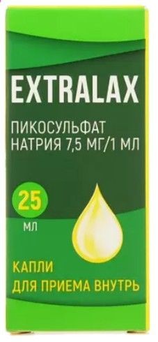 EXTRALAX/ЭКСТРАЛАКС ПИКОСУЛЬФАТ НАТРИЯ КАПЛИ ДЛЯ ПРИЕМА ВНУТРЬ 7,5 МГ/МЛ 25 МЛ №1