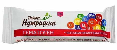 ДОКТОР НУТРИШИН ГЕМАТОГЕН ВИТАМИНИЗИРОВАННЫЙ ПЛИТКА  40 Г №1