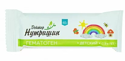 ДОКТОР НУТРИШИН ГЕМАТОГЕН ДЕТСКИЙ ПЛИТКА  40 Г №1