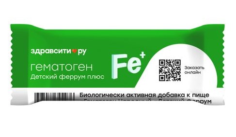 ЗДРАВСИТИ ГЕМАТОГЕН "НАРОДНЫЙ" ДЕТСКИЙ ФЕРРУМ ПЛЮС ПЛИТКА  35 Г №1