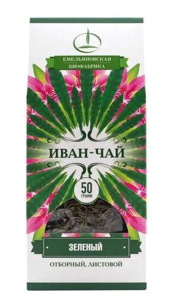 ЕМЕЛЬЯНОВСКАЯ БИОФАБРИКА ИВАН-ЧАЙ ЗЕЛЕНЫЙ ЛИСТОВОЙ ЧАЙ  50 Г №1