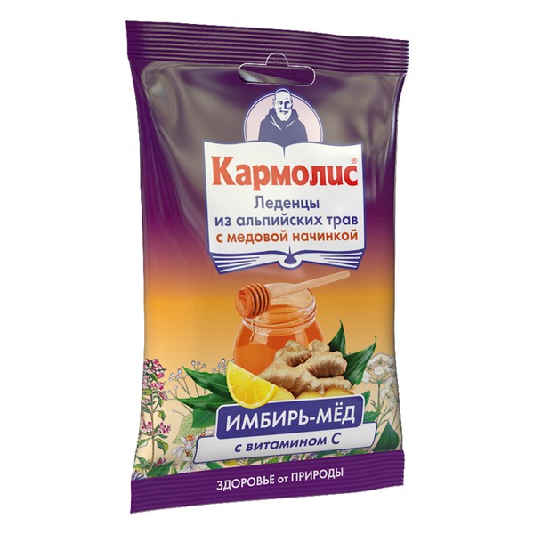 КАРМОЛИС ИЗ АЛЬПИЙСКИХ ТРАВ ИМБИРЬ-МЕД ЛЕДЕНЦЫ  75 Г №1