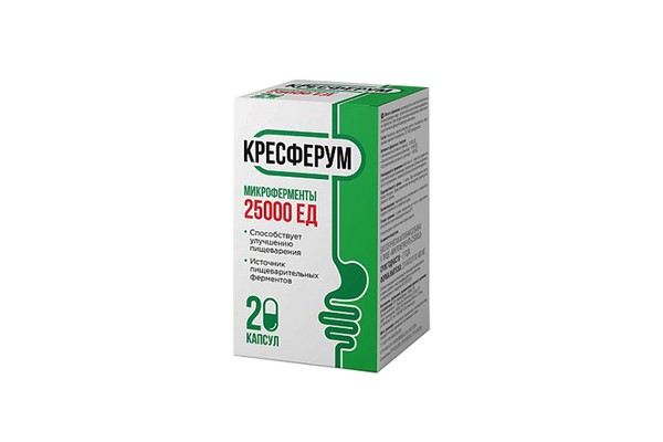 КРЕСФЕРУМ МИКРОФЕРМЕНТЫ КАПСУЛЫ 25000 ЕД 480 МГ №20
