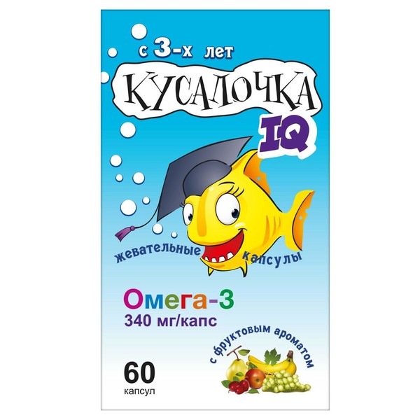 КУСАЛОЧКА IQ ОМЕГА-3 КАПСУЛЫ ЖЕВАТЕЛЬНЫЕ 750 МГ №60