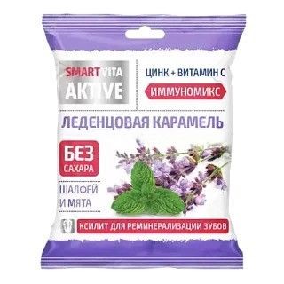 SMARTVITA ЛЕДЕНЦОВАЯ КАРАМЕЛЬ С ЦИНКОМ И ВИТАМИНОМ С ЛЕДЕНЦЫ [ШАЛФЕЙ-МЯТА]  60 Г №1
