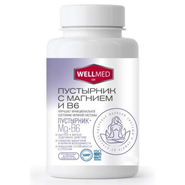 WELLMED ПУСТЫРНИК С МАГНИЕМ И В6 КАПСУЛЫ  270 МГ №60