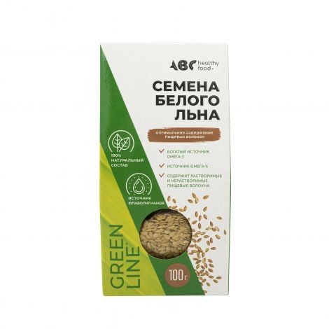 ABC HEALTHY FOOD СЕМЕНА БЕЛОГО ЛЬНА РАСТИТЕЛЬНОЕ СЫРЬЕ  100 Г №1