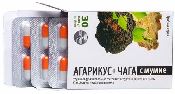 АЛФИТ ПЛЮС ГРИБНАЯ СЕРИЯ АГАРИКУС+ЧАГА С МУМИЕ КАПСУЛЫ 0,45 Г   №30