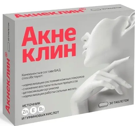 ВИТАМИР АКНЕКЛИН ТАБЛЕТКИ ПОКРЫТЫЕ ОБОЛОЧКОЙ  0,824 Г №30