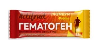 ACTIFRUIT/АКТИФРУТ ГЕМАТОГЕН ФОРТЕ ПРЕМИУМ С L-КАРНИТИНОМ ПЛИТКА  35 Г №1