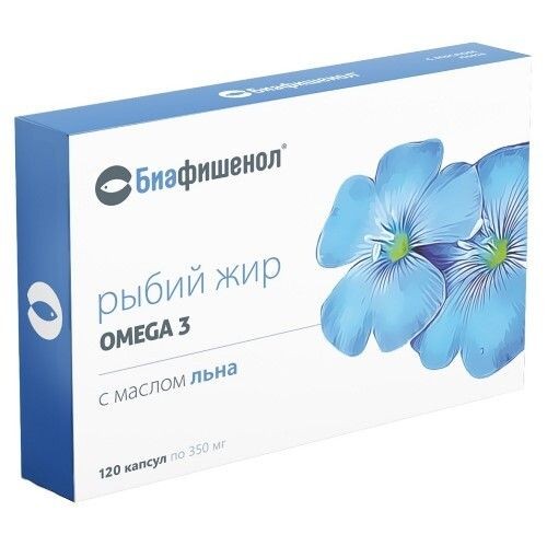 БИАФИШЕНОЛ РЫБИЙ ЖИР С МАСЛОМ ЛЬНА КАПСУЛЫ  0,35 Г №120