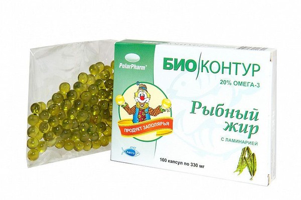 РЫБНЫЙ ЖИР БИОКОНТУР С ЛАМИНАРИЕЙ КАПСУЛЫ 330 МГ   №100