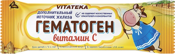 VITATEKA/ВИТАТЕКА ГЕМАТОГЕН ДЕТСКИЙ С ВИТАМИНОМ С ПЛИТКА  40 Г №1