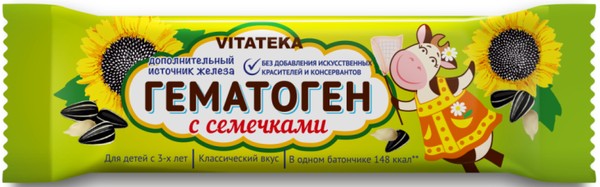 VITATEKA/ВИТАТЕКА ГЕМАТОГЕН С СЕМЕЧКАМИ ПЛИТКА  40 Г №1