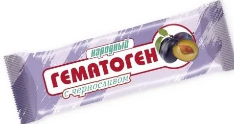 ГЕМАТОГЕН "НАРОДНЫЙ" С ЧЕРНОСЛИВОМ ПЛИТКА  40 Г №1