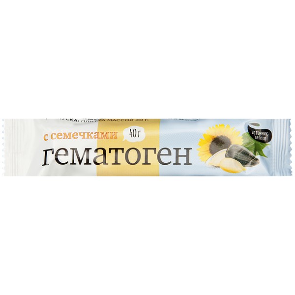 ГЕМАТОГЕН РУССКИЙ С СЕМЕЧКАМИ ПЛИТКА  40 Г №1