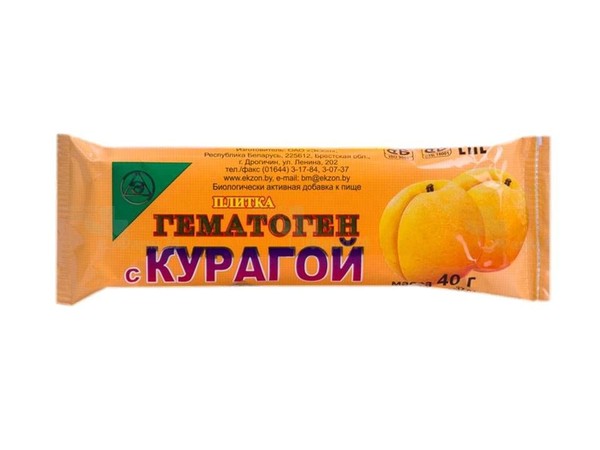 ГЕМАТОГЕН С КУРАГОЙ ПЛИТКА  40 Г №1