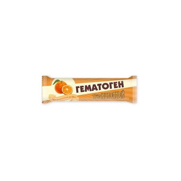 ГЕМАТОГЕН ТРАДИЦИОННЫЙ С ЦЕДРОЙ АПЕЛЬСИНА ПЛИТКА  35 Г №1
