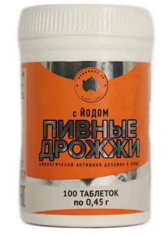 ДРОЖЖИ ПИВНЫЕ С ЙОДОМ ТАБЛЕТКИ  0,45 Г №100