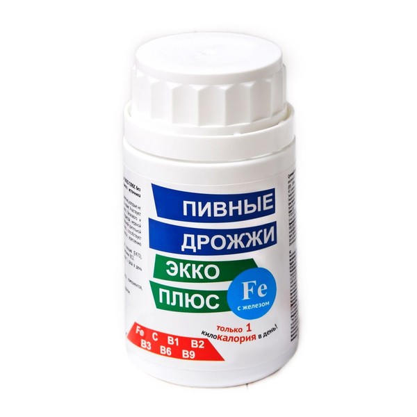 ДРОЖЖИ ПИВНЫЕ ЭККО ПЛЮС С ЖЕЛЕЗОМ ТАБЛЕТКИ 450 МГ   №100
