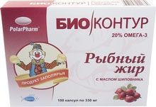 РЫБНЫЙ ЖИР БИОКОНТУР С МАСЛОМ ШИПОВНИКА КАПСУЛЫ  330 МГ №100