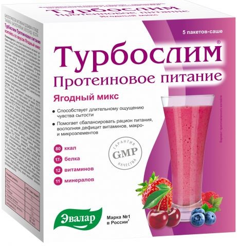 ЭВАЛАР ТУРБОСЛИМ ПРОТЕИНОВОЕ ПИТАНИЕ КОКТЕЙЛЬ [ЯГОДНЫЙ МИКС]  36 Г №5