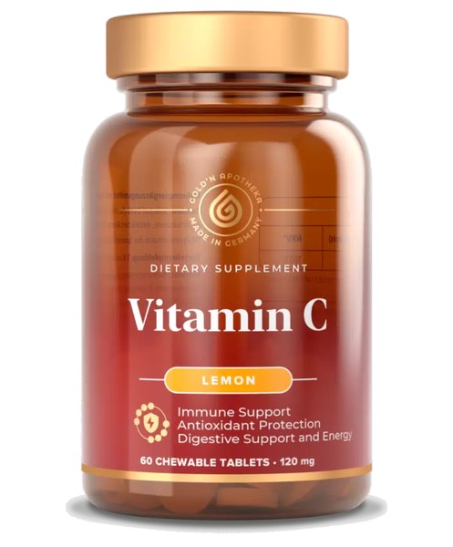 GOLDN APOTHEKA CHEWABLE VITAMIN C & LEMON/ВИТАМИН С С ЛИМОНОМ ТАБЛЕТКИ ЖЕВАТЕЛЬНЫЕ 600 МГ №60