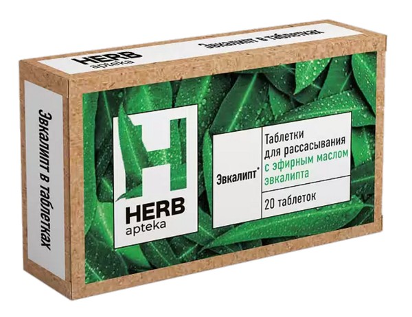 HERB APTEKA ЭВКАЛИПТ ТАБЛЕТКИ ДЛЯ РАССАСЫВАНИЯ  1080 МГ №20
