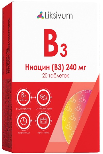 LIKSIVUM ВИТАМИН В3 НИАЦИН ТАБЛЕТКИ  240 МГ №20