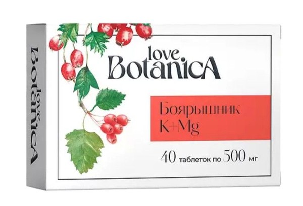 LOVE BOTANICA БОЯРЫШНИК С КАЛИЕМ И МАГНИЕМ ТАБЛЕТКИ 500 МГ   №40