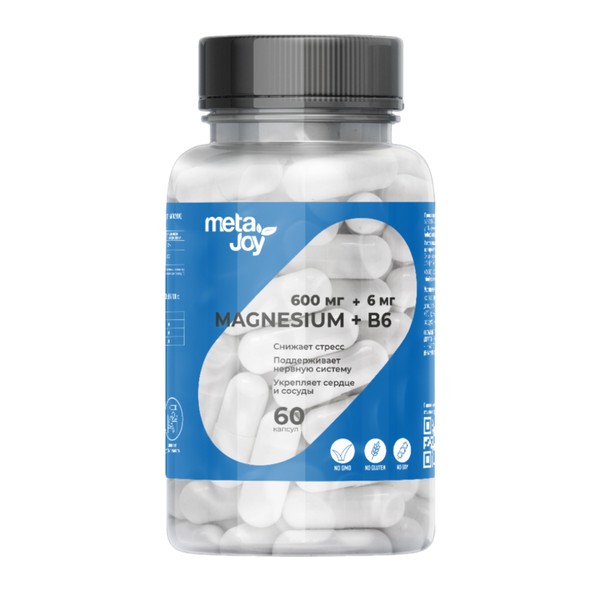 METAJOY МАГНИЙ+В6 КАПСУЛЫ 600 МГ 736 МГ №60